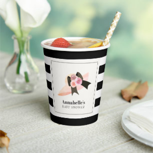 Gobelets En Papier Derby Style Big Rose Casquette Baby shower Rose