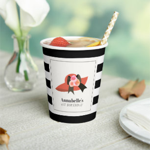 Gobelets En Papier Derby Style Grand Casquette rouge Rose 1er anniver