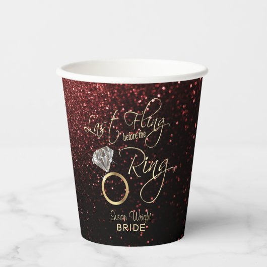 Gobelets En Papier Dernier Fling avant la ceinture Bachelorette - Rou (Recto)