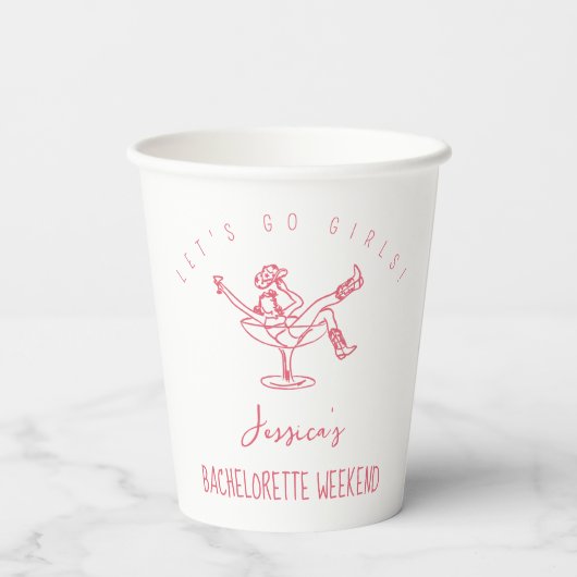 Gobelets En Papier Dernier rodéo Bachelorette Week-end Funky dessiné (Verso)