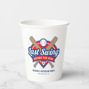 Gobelets En Papier Dernier Swing avant la Fête de Bachelor de Basebal