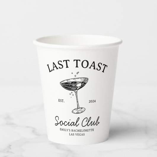 Gobelets En Papier Dernier toast Social Club Bachelorette Party Merch (Recto)