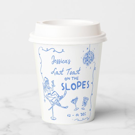 Gobelets En Papier Dernier Toast Sur Les Pistes Week-end Enterrement  (Verso)