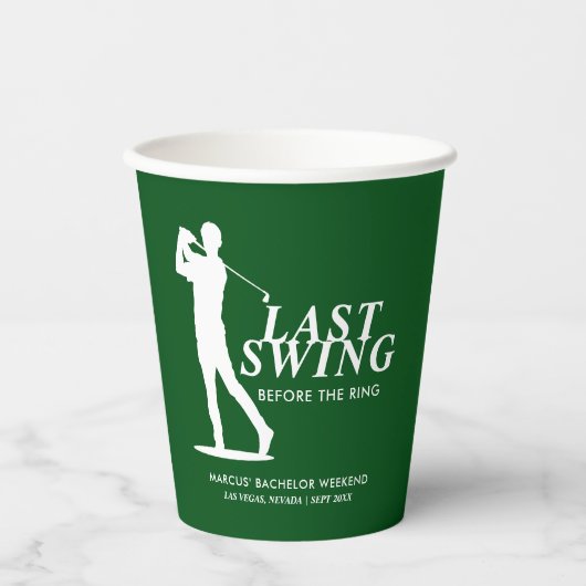 Gobelets En Papier Dernier Tour de Swing avant le Golf Bachelor de l' (Recto)