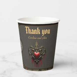 Gobelets En Papier Des accents dorés, des roses rouges et un coeur