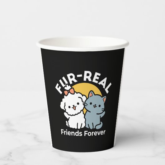 Gobelets En Papier Des amis vrais pour toujours | Cute Cat & Chien Du (Verso)