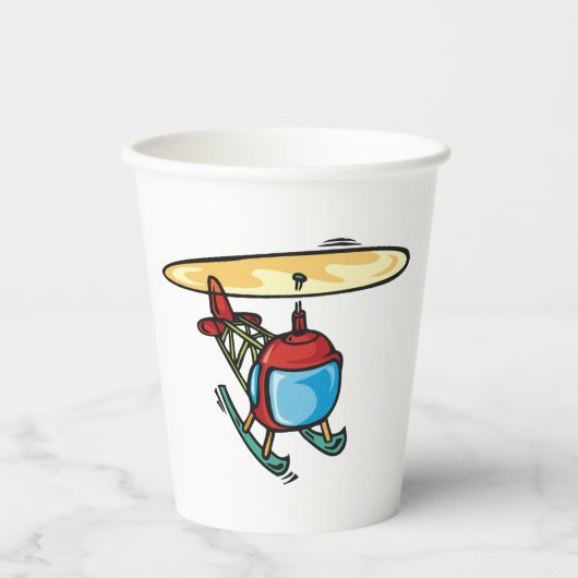 Gobelets En Papier Design d'aviation amusant d'un hélicoptère rouge m (Recto)