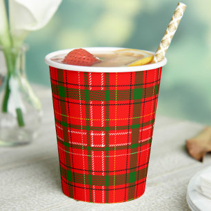 Gobelets En Papier Design de Motif de Noël Tartan rouge