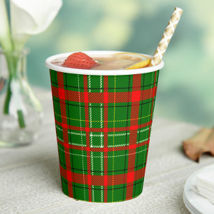 Gobelets En Papier Design de Motif de Noël Tartan vert