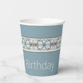 Gobelets En Papier Designer Washed Blue Floral (Verso)