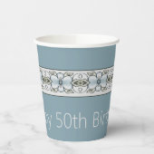 Gobelets En Papier Designer Washed Blue Floral (Gauche)