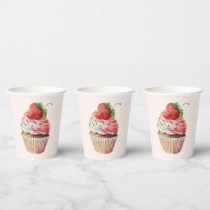 Gobelets En Papier Dessert sucré à la fraise Cupcake