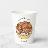 Gobelets En Papier dessin animé de bagel saumon (Verso)