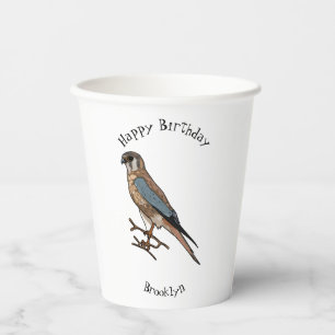 Gobelets En Papier dessin animé d'oiseau-kestrel américain