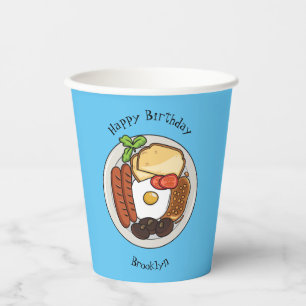 Gobelets En Papier dessin animé du petit-déjeuner anglais
