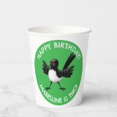 Gobelets En Papier Dessin de l'Australien Willie Wagtail (Verso)