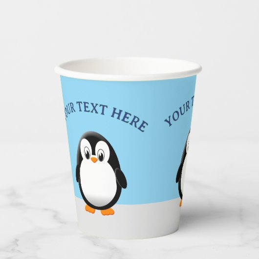 Gobelets En Papier Dessin de pingouin gras (Recto)