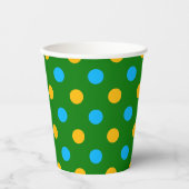 Gobelets En Papier Dessin de pois noir jaune vert (Recto)