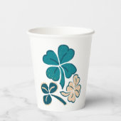 Gobelets En Papier Dessin de Shamrock vert irlandais (Verso)