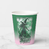Gobelets En Papier Dessin de sorcière verte de bon temps Anniversaire (Verso)