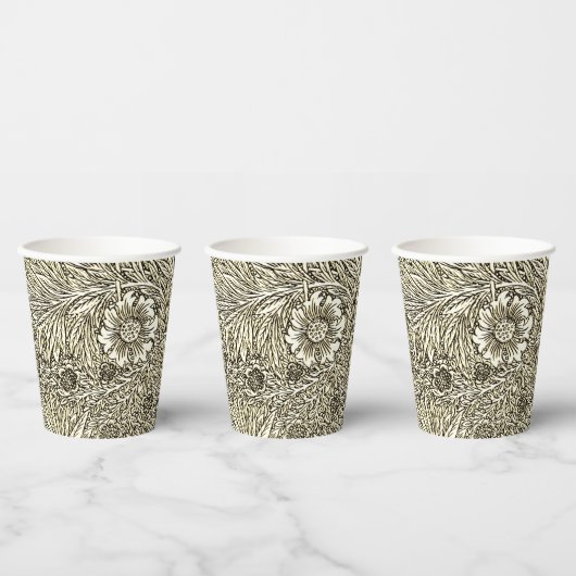 Gobelets En Papier Dessin floral complexe marron et blanc (Multi)