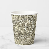 Gobelets En Papier Dessin floral complexe marron et blanc (Recto)
