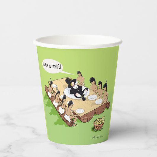 Gobelets En Papier Dessin humoristique amérindien d'Humour foncé (Recto)