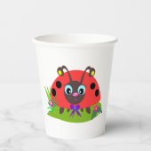 Gobelets En Papier Dessin Ladybug Bow and Flowers (Recto)