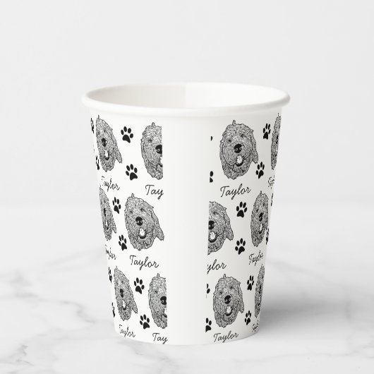 Gobelets En Papier Dessin personnalisé Goldendoodle Chien (Gauche)
