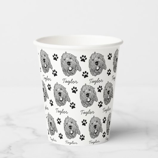 Gobelets En Papier Dessin personnalisé Goldendoodle Chien (Recto)
