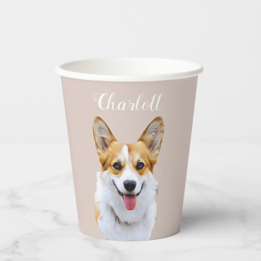 Gobelets En Papier Dessin personnalisé Welsh Corgi Dog (Recto)