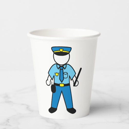 Gobelets En Papier Dessin policier Agent amusant application de la lo (Recto)