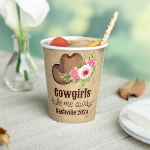 Gobelets En Papier Destination de fête de cowgirl occidentale thème N