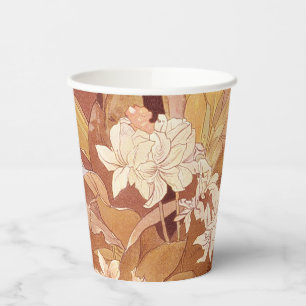 Gobelets En Papier Détail floral Art nouveau d'Alphonse Mucha