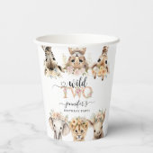 Gobelets En Papier Deux animaux sauvages Safari Girl 2e Anniversaire  (Verso)