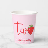 Gobelets En Papier Deux Anniversaire Rose Fraise (Verso)