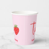 Gobelets En Papier Deux Anniversaire Rose Fraise (Droite)