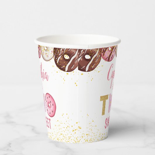 Gobelets En Papier Deux beignets sucrés Fille 2e fête d'anniversaire (Droite)