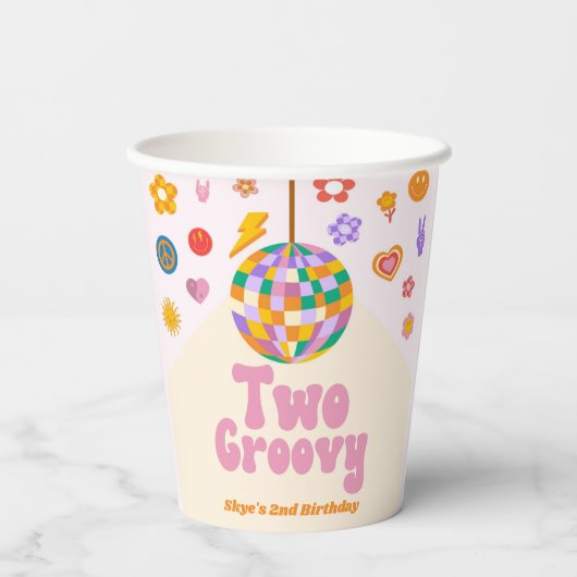 Gobelets En Papier Deux boules Disco Super 2e fête d'anniversaire (Verso)