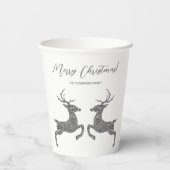 Gobelets En Papier Deux Cerfs En Parties scintillant Argent Faux Avec (Verso)