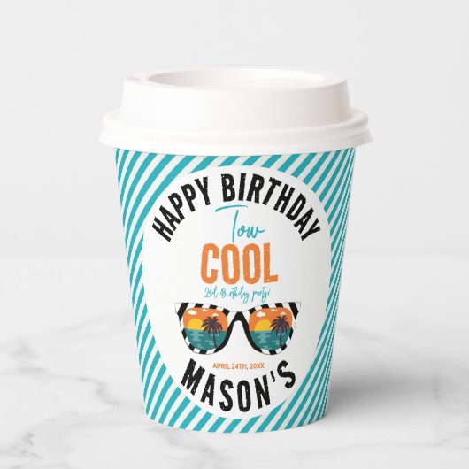 Gobelets En Papier Deux Cool Boy 2e fête d'anniversaire (Verso)