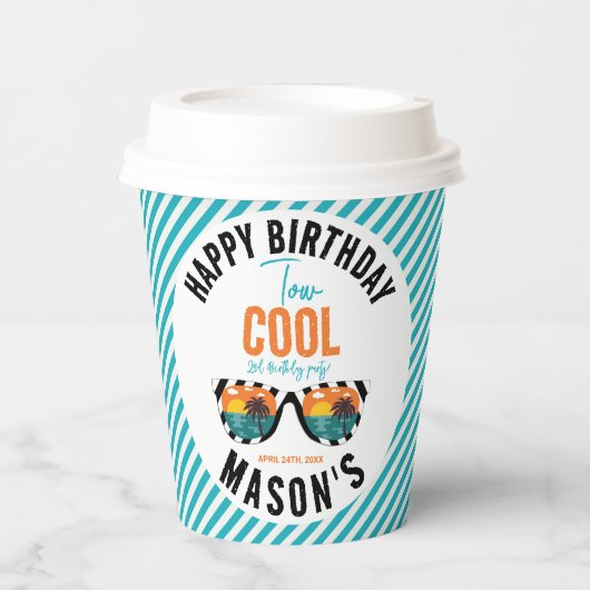 Gobelets En Papier Deux Cool Boy 2e fête d'anniversaire (Recto)