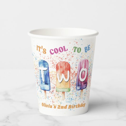 Gobelets En Papier Deux Cool Popsicle Ice Cream 2e anniversaire (Verso)