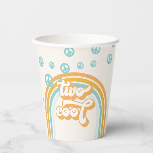 Gobelets En Papier DEUX Cool Retro Boy 2E Anniversaire (Recto)