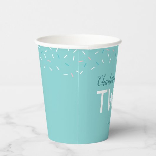 Gobelets En Papier Deux douce fille de givrage Turquoise 2e anniversa (Droite)