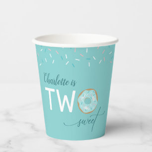 Gobelets En Papier Deux douce fille de givrage Turquoise 2e anniversa