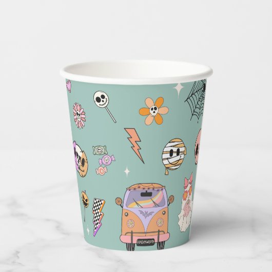 Gobelets En Papier Deux Éffrayant Retro Fun Halloween 2e fête d'anniv (Verso)