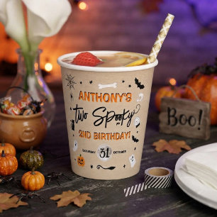 Gobelets En Papier Deux effrayants ! Anniversaire Halloween 2 ans