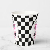 Gobelets En Papier Deux Fast Pink Race Car 2e fête d'anniversaire (Gauche)