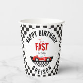 Gobelets En Papier Deux Fast Race Car Boy 2e fête d'anniversaire (Verso)